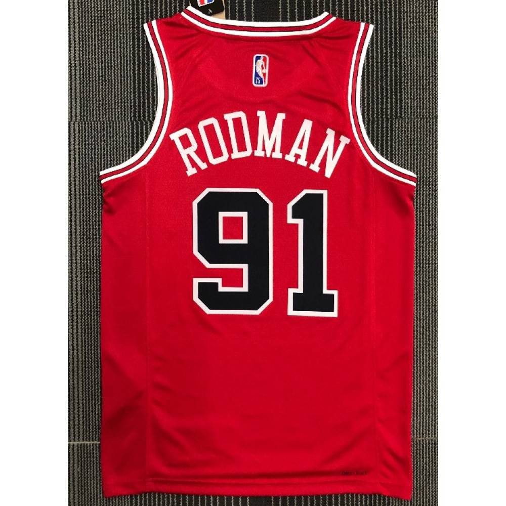 Men's Chicago Bulls Dennis Rodman #91 Red 2021 Swingman NBA Jersey - Icon Edition-Pro Kit Vault | Brand New 26/27 Sports Jerseys